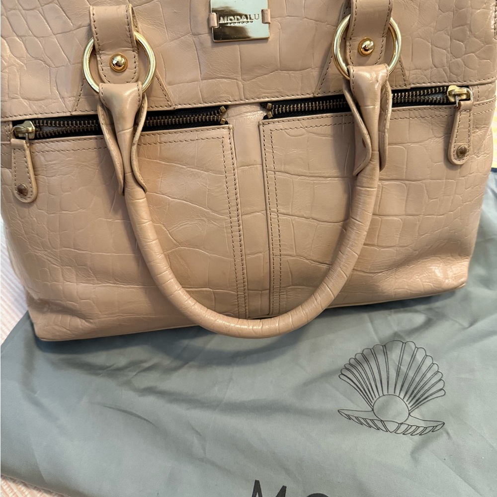 Aldo Beige Croc-Embossed Tote Bag